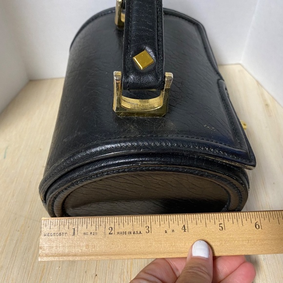 Vintage Collentz Barrel Purse • Black Leather • One Strap • Small - Picture 7 of 13
